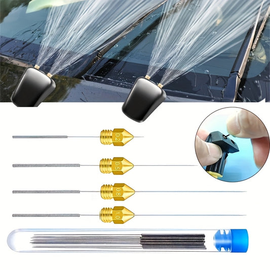 10pcs Stainless Steel Wiper Nozzle Cleaning Kit - Unclog Car Glass & 3D Printer Jets, Gas Stove Outlets, Rain Brush, shower head Needle Cleaning