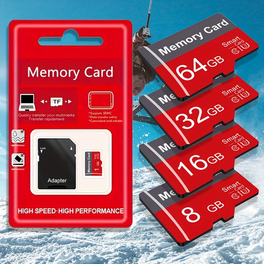[Memory Card With Adapter] 1pc Memory Card 64GB 32GB 16GB With Adapter, High Speed Flash TF Card 8GB 4GB 2GB 1GB, A1 C10 Memory TF Card For Tablet/Camera/Mobile Phone/Laptop/PC/Car Audio/Game Console/Audio -Store Your Files Securely!