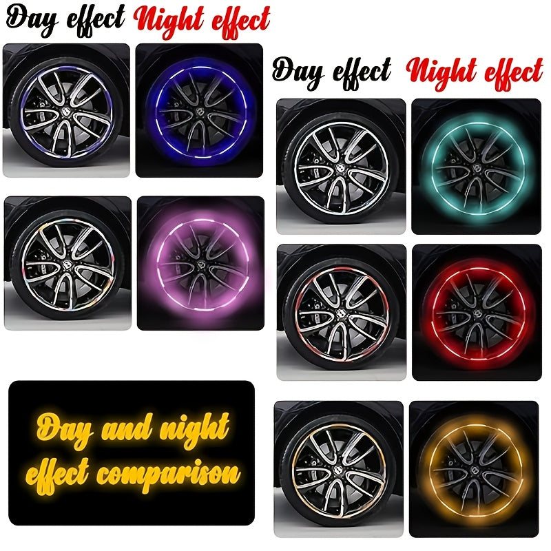 20 Reflective Wheel Stickers - Luminous Rim Decals That Enhance Safety, Suitable for Cars, Motorcycles, And Bicycles