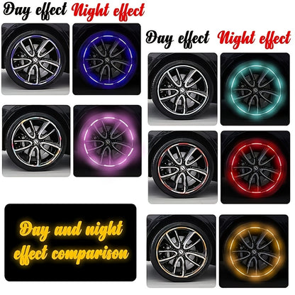 20 Reflective Wheel Stickers - Luminous Rim Decals That Enhance Safety, Suitable for Cars, Motorcycles, And Bicycles