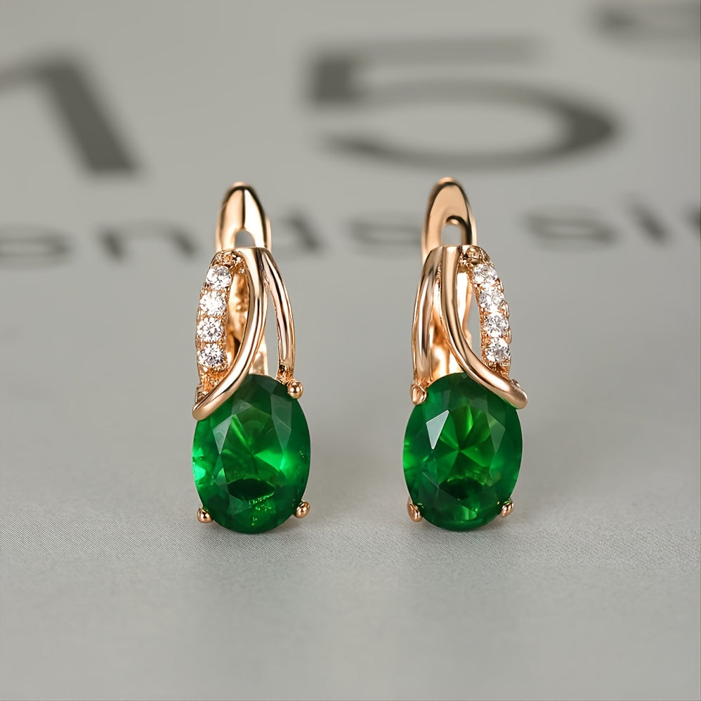 [Synthetic Zirconia Earrings] Vintage Synthetic Zirconia Earrings, Elegant Oval Cut Bridal Wedding Jewelry Gifts