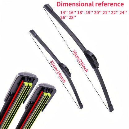 [Durable | Silent] Durable Silent 1pc Universal Car Wiper | HD 14''-28'' Dual Track 6 Rubber Strip U-Shaped Bone-Less
