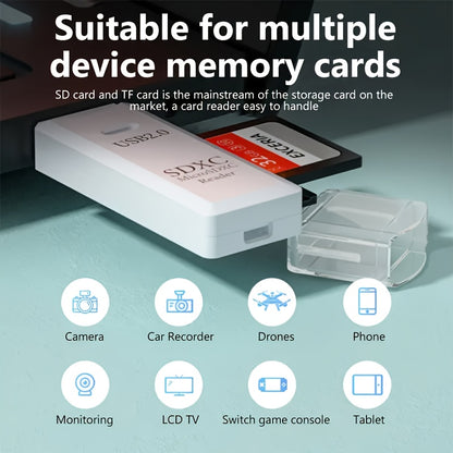 2in1 TF&SD Card Reader - USB Card Reader for PC