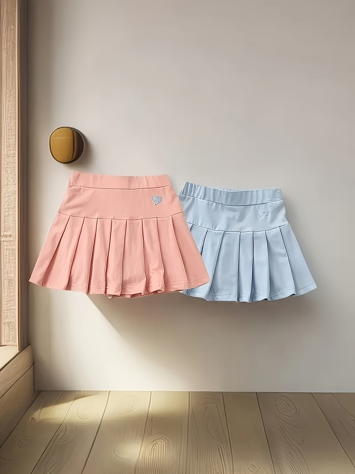 2 Girls Casual Skirt Pants with Secure Elastic Waistband - Machine Washable Solid Color Skirt Pants for Toddlers And Children, Breathable Summer Set