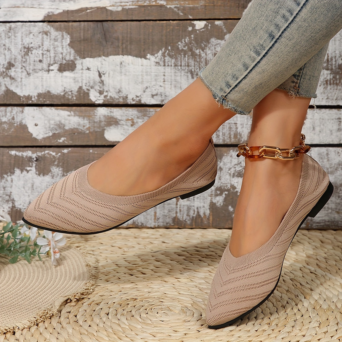 Cross-Border Women'S Fashionable Casual Pointed Flats, Women Shoes