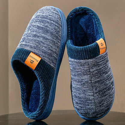 PMOISTE Men'S Slip-On Memory Foam Slippers - Warm Winter Indoor/Outdoor House Shoes with Arch & Cushioned Insole, Large Size (US 10-14) - Soft Fabric Upper & TPR Sole