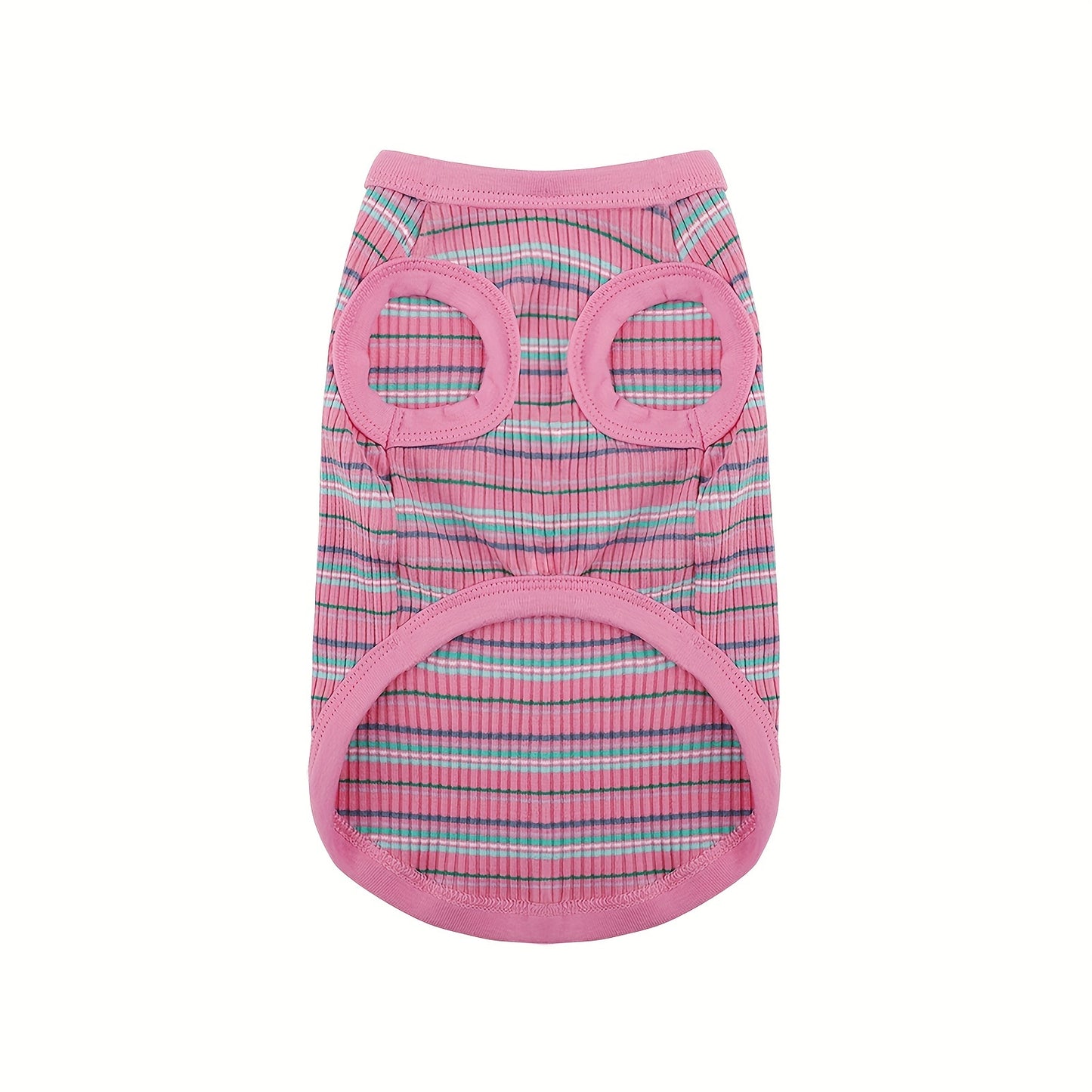 Pink Striped Soft Ribbed Paiaite Dog Vest - Easy Pullover Tank Top for Small to Extra Small Breeds - Hand Wash Only