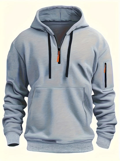 Men's Fashion Hoodie, European and American Style, Autumn-Winter, Outdoor Zipper Casual Sweatshirt