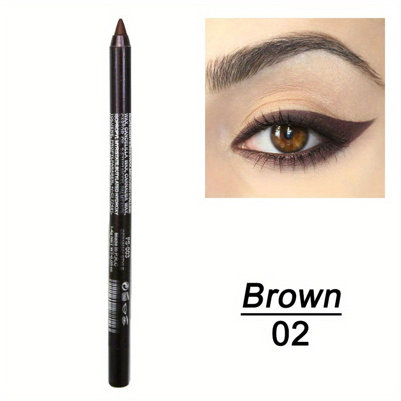 [High Pigmented Eyeliner Stick] 14-Color High Pigmented Pearly Shimmer Metallic Smokey Punk Gothic Style Eyeliner | Long Lasting Waterproof Eyeliner Stick, Matte in, Brown, Green, Pink