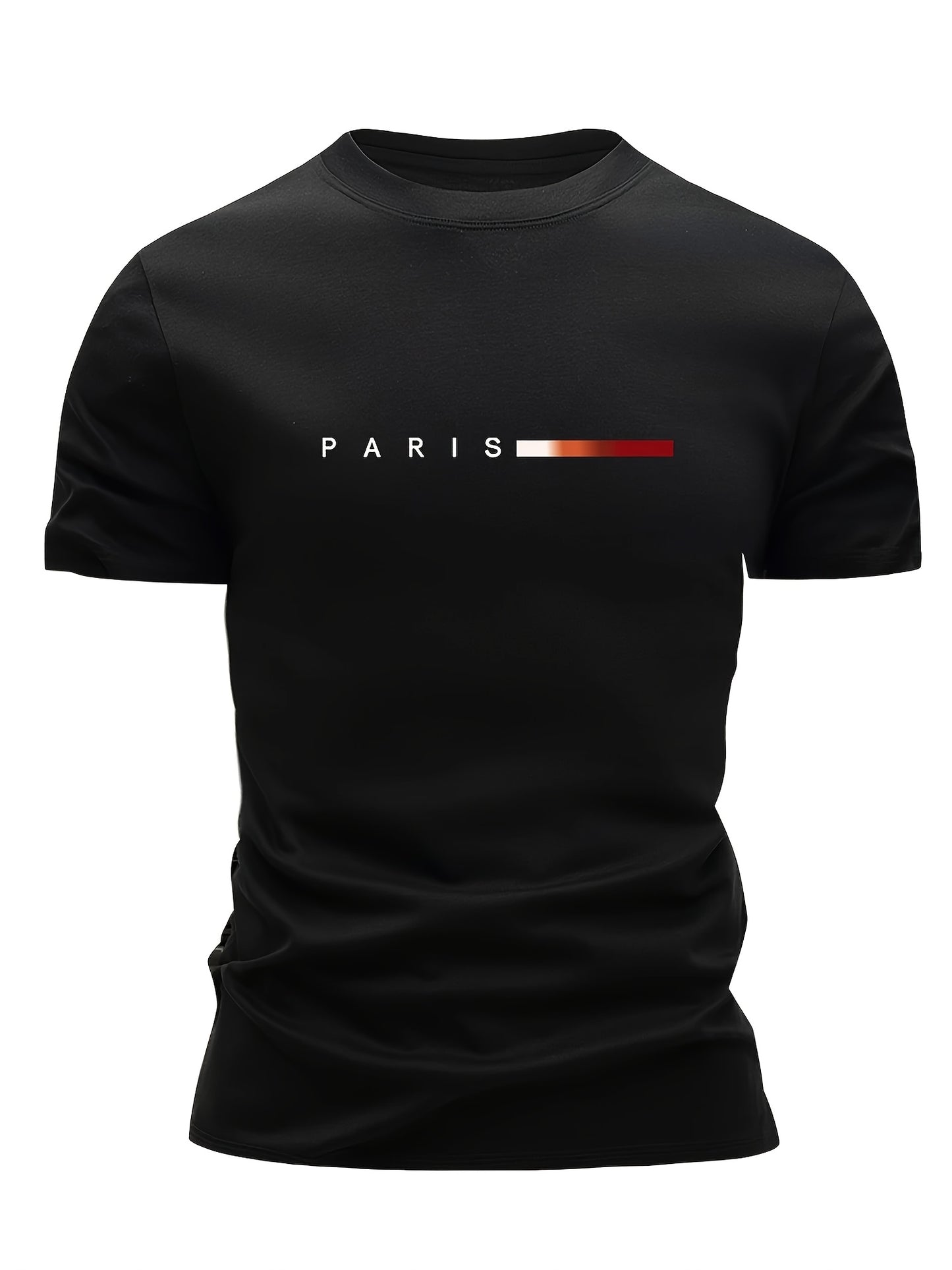 3pcs Men'S Lightweight Breathable T-Shirts - Quick-Dry Moisture-Wicking Round Neck Tops with Paris Print, All-Season Casual & Formal Wear, Sweat-Resistant