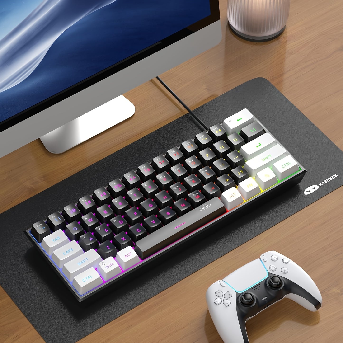 MageGee  60% Gaming/Office Keyboard, Keycap Type Wired RGB Backlit Compact Computer Keyboard for Windows/Mac/Laptop