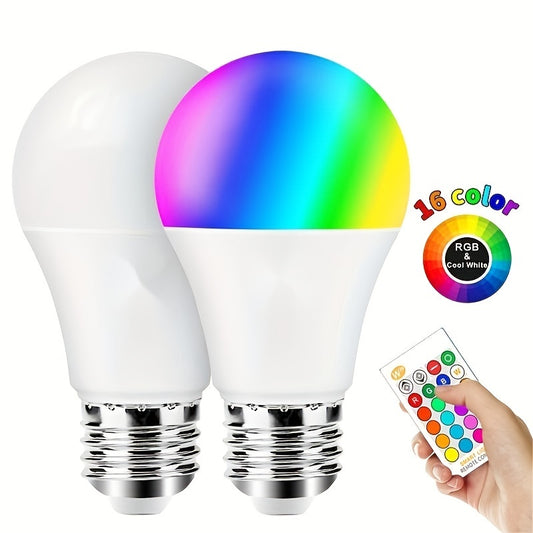 1pc Color Smart Remote Control Bulb RGB+W, 16 Color-Changing Lights, E26 interior decoration lights 9W, Live Lighting Atmosphere Lights, with Flashing Function