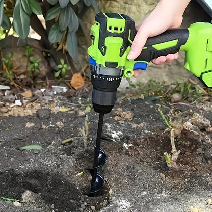 [Single Heavy-Duty Auger Drill Bit] Quick-Plant Heavy-Duty Auger Drill Bit, Metal Garden Tool - Single Item Packaging, 3/8" Hex Round Shank, Manual Power Supply