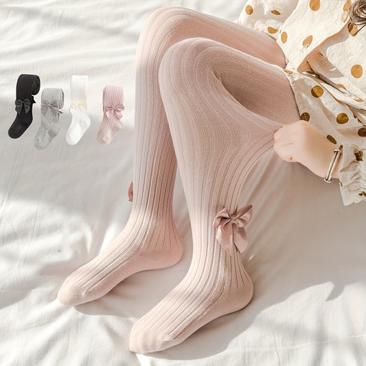 1pc Baby Toddler Leggings Socks Girls Cute Bow Decor Solid Color Pantyhose Children's Baby Thin Medium Thick Leggings Tights Socks Pants Dress Socks Dance Socks for Spring And Autumn Kids Tights