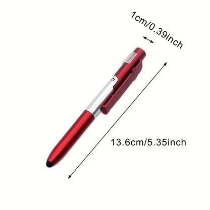 1pc Multi-function 4-in-1 Foldable Ballpoint Pen Stylus (Flashlight + Support) for Tablet Cellphone