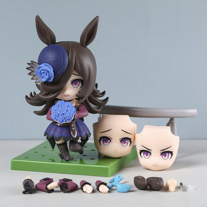Anime Kawaii Collectible Action Figure Toy with Movable Replaceable Parts - 11cm/4.33inch PVC Cute Chibi-Style Doll, Interchangeable Accessories & Expressions, Vibrant Mixed Colors for Display & Play