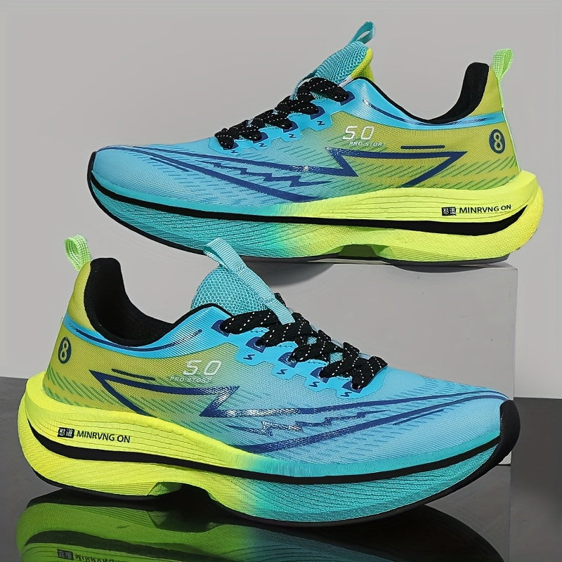 Men'S Lightweight Breathable Running Shoes Feature Carbon Fiber Insole Technology - Designed with a Purple And Teal Gradient, Equipped with MD Soles And EVA Insoles, Suitable for Outdoor Activities, Leisure