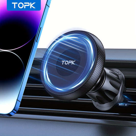 Magnetic Car Phone Holder with Powerful Magnetism - Heavy-Duty ABS Construction, Single-Hand Operation, Compatible with Magsafe, Air Conditioner Outlet