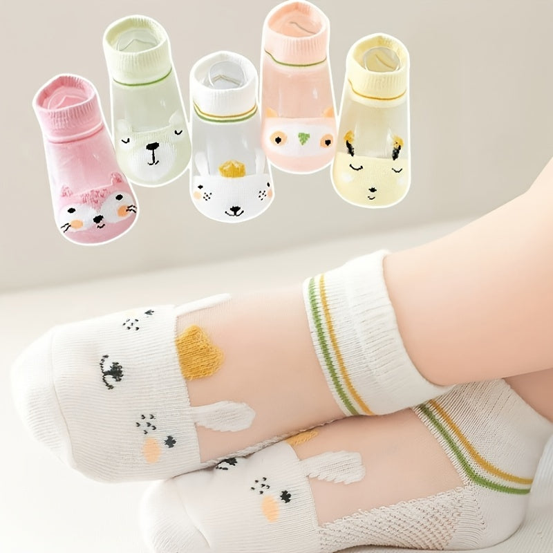 5-Pack Girls' Cute Baby Socks - Multicolor & Baby Patterns, - Mid-Calf Soft Socks Suitable for, Playtime & Casual Attire