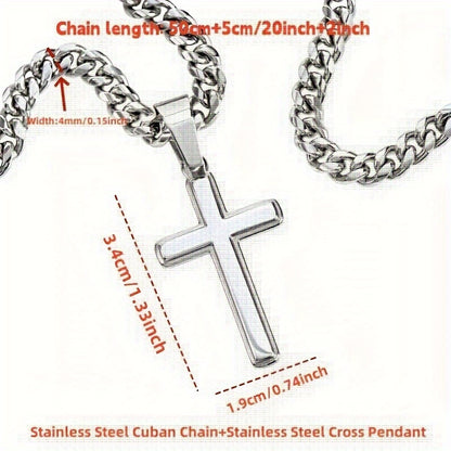 1pc "To My Son" Cross Pendant Necklace, Stainless Steel Cuban Chain Jewelry, Birthday Gift Valentine's Day Gift, Christmas Gift, With Card And Gift Box Packaging