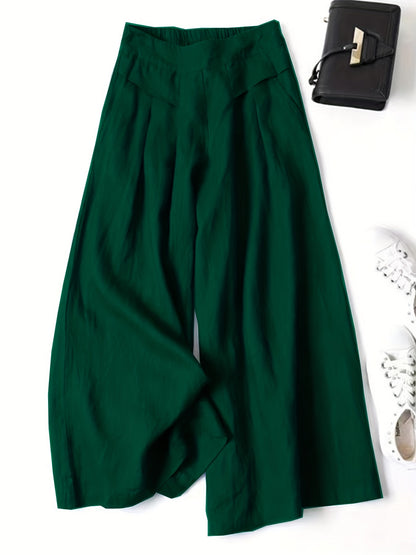 Linen Wide-Leg Ankle Pants, Breathable Thin Loose Linen Skirt Pants, Ethnic Style Vintage Trousers