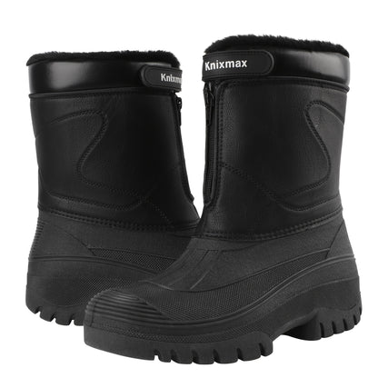 Knixmax Outdoor Men's Winter Boots, Warm Lined Snow Boots Winter Shoes with Upper and Non-Slip Soles Suitable for Hiking Trekking Climbing Mucker & Yard Fishing Country Gardening Biker,Ankle Support Fluffy