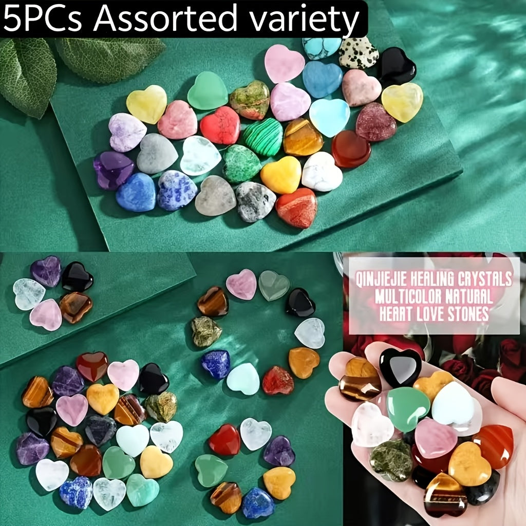 5PCs/10pcs Heart-Shaped Crystal Set, Crystal Heart Stone Gift, Decoration and Collection
