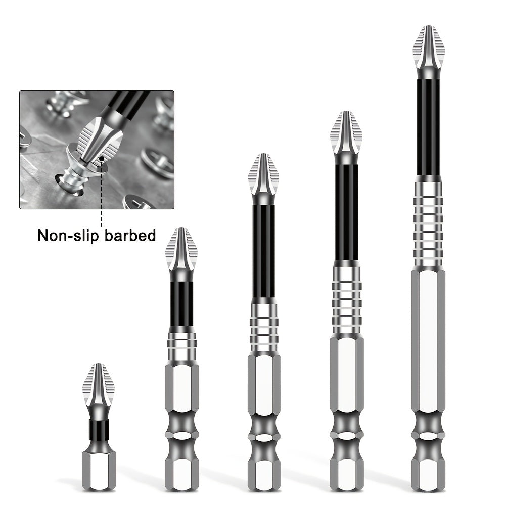 High Hardness Metal JGZUI S2 Strong Magnetic Precision Screwdriver Bits - Non-Slip Cross Torx, No Battery Required, Magnetic Tip for Electric Drills