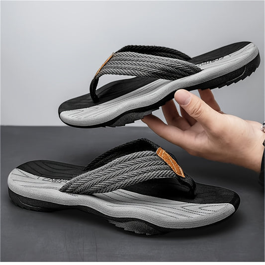 Men's Summer Color Blocked Beach Sandals, Casual and Non-Slip, with Fabric Uppers, Suitable for Indoor and Outdoor Walking, Ideal for Spring and Summer