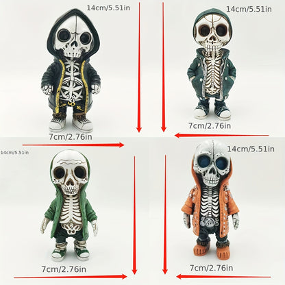 Modern Resin Skeleton Figure with Hoodie - Anime-Inspired Streetwear Decor, No Electricity Needed, Durable Collectible for Home & Office, Unique Gift for Anime Fans, Anime Figurine, Streetwear Accessory, Detailed Craftsmanship