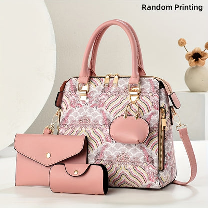 3pcs Fashion Vintage Embroidered Women's Bag Set, Valentine's Day Gift, Fresh and Elegant Handbags