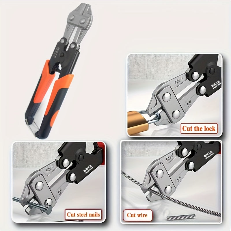 An 8-Inch Multifunctional Wire Cutter Designed for Cutting Steel Wires And Iron Chains, Suitable for Tasks Like Dismantling Fences, Construction Work, And Home Renovations