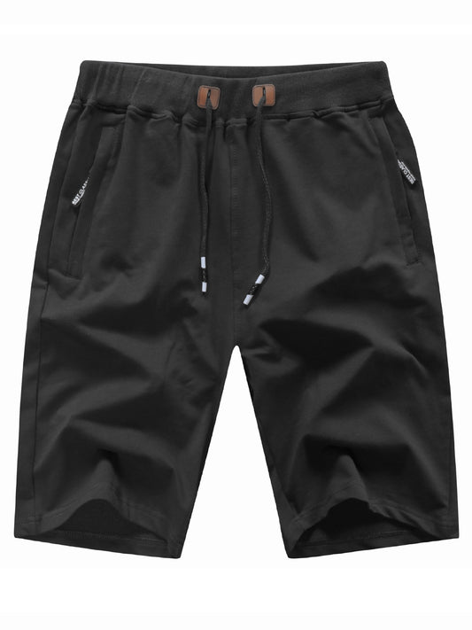 Men's Shorts Casual Classic Fit Stylish Drawstring Elastic Waist Summer Beach Shorts With Zipper Pockets Workout Sport Shorts