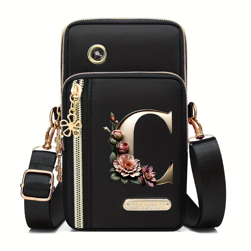 Flower Ben Letter Z Print Fashion Casual Shoulder Bag Crossbody Bag Coin Purse New Nylon Cloth New Mobile Phone Shoulder Bag Bag Women'S Bag