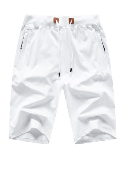 Men's Shorts Casual Classic Fit Stylish Drawstring Elastic Waist Summer Beach Shorts With Zipper Pockets Workout Sport Shorts