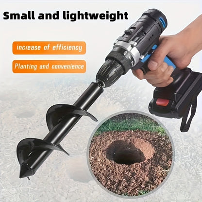 [Single Heavy-Duty Auger Drill Bit] Quick-Plant Heavy-Duty Auger Drill Bit, Metal Garden Tool - Single Item Packaging, 3/8" Hex Round Shank, Manual Power Supply