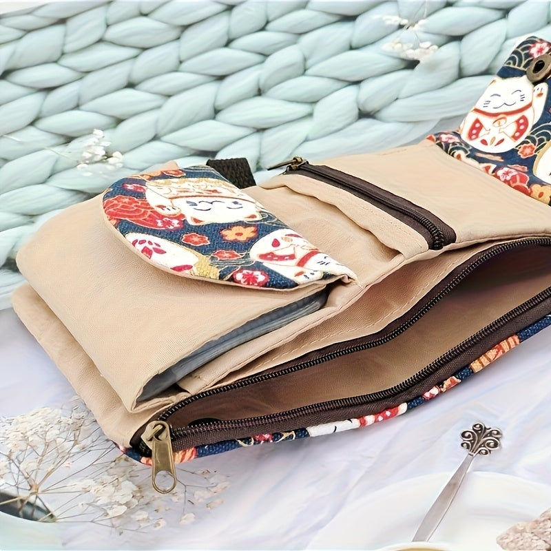 [Women's Handbag] Women's Handbag, Japanese-Style Cartoon Animal Print Clutch Wallet - Durable, Snap Closure, Vibrant Color Mix, Unisex Accessory for Casual Outings and Daily Use, Whimsical Design, Polyester Lining
