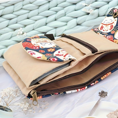 [Women's Handbag] Women's Handbag, Japanese-Style Cartoon Animal Print Clutch Wallet - Durable, Snap Closure, Vibrant Color Mix, Unisex Accessory for Casual Outings and Daily Use, Whimsical Design, Polyester Lining