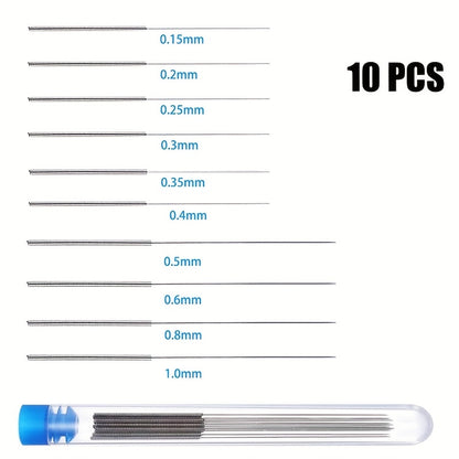10pcs Stainless Steel Wiper Nozzle Cleaning Kit - Unclog Car Glass & 3D Printer Jets, Gas Stove Outlets, Rain Brush, shower head Needle Cleaning