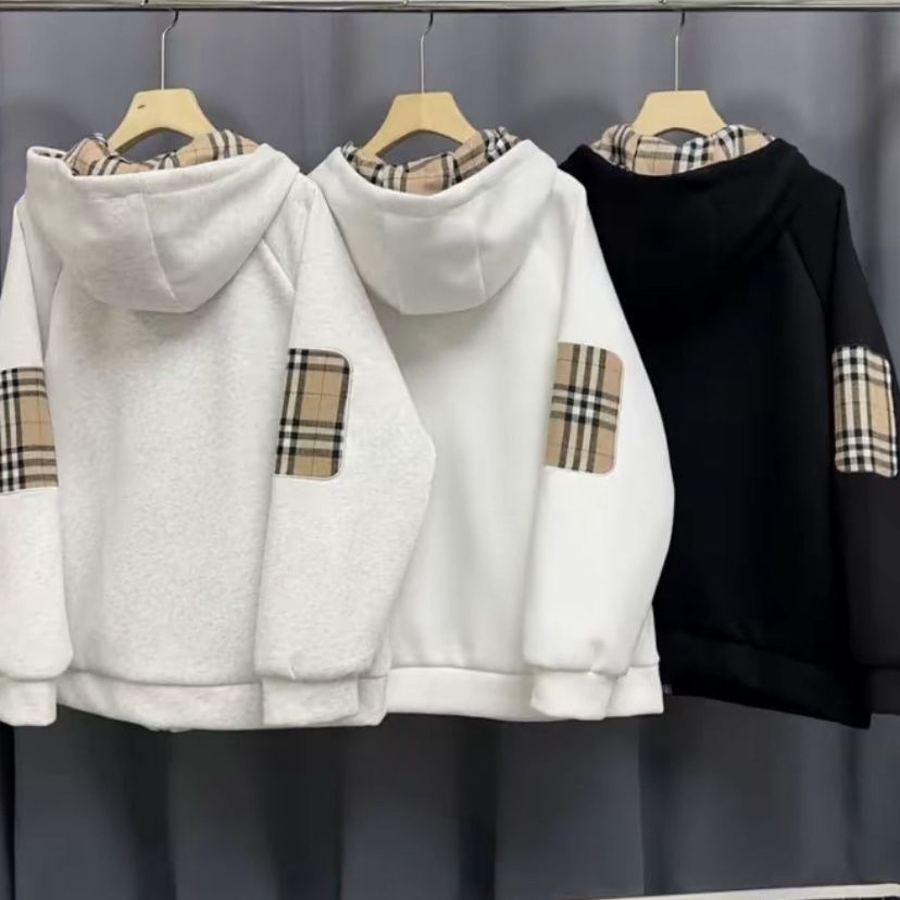 2025 Spring and Autumn Zipper Classic Jacket Sweater Men's and Women's Same Splicing Casual Plaid