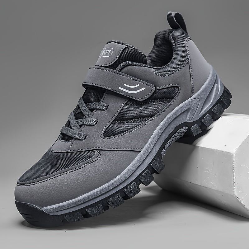 Comfy Soft Sole Men's Breathable Casual Shoes With Hook And Loop Fastener For Outdoor Jogging, Spring And Summer