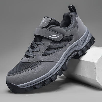 Comfy Soft Sole Men's Breathable Casual Shoes With Hook And Loop Fastener For Outdoor Jogging, Spring And Summer