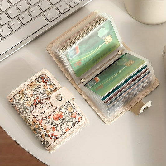 Ladies' Credit Card Holder with Multiple Slots, Exquisite Large Capacity Compact Wallet for Cards and IDs, Driver' License All-in-One Business Card Case