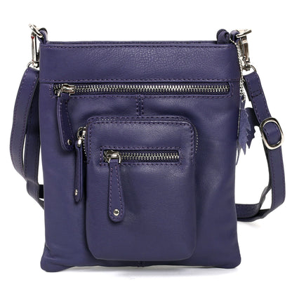 Karla Hanson Women's Leather Mini Cross-body Bag, Adjustable Strap Multi-Pocket Shoulder Bag