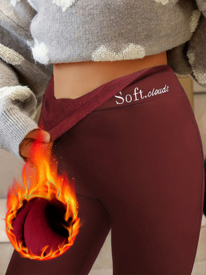 Directional Opening Design, Body-Shaping And Butt-Lifting Warm Base Layer Leggings with Embroidered Patterns.