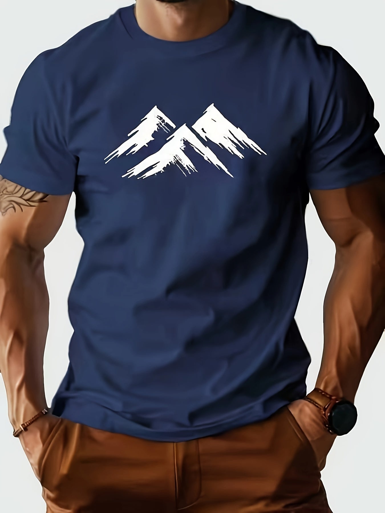 210g 100% Cotton Heavyweight Crew Neck T-Shirt, Printed Casual Style 0112