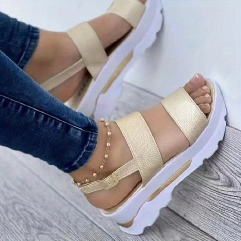 Women Platform Sandals Red Wedge Shoes Woman Summer Ankle Strap Flats Shoe Ladies Peep Toe Sandals Casual Shoes Sandlas, Women Shoes