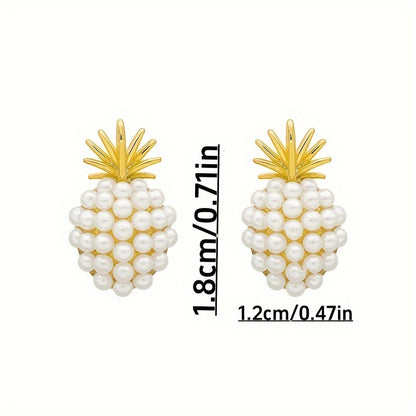 Exquisite Pineapple Earrings | Fashionable and Creative, 14K Gold Plated Alloy, Golden Color, Mosaic Resin Details, Elegant Jewelry Additions, Perfect Birthday Gift, For Teenager