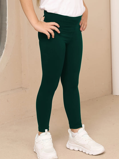SOFTMILK Girls' Leggings / Super Soft High-Stretch / Solid Black Tight Pants with Elastic Waistband / All-Season Stretchy for Girls / Everyday & Formal Outfits