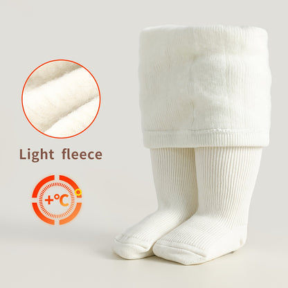 1 Pairs Fleece Lined Autumn/Winter Warm Tights for Girls - Solid & Striped, All-Match Design Baby Toddler Leggings